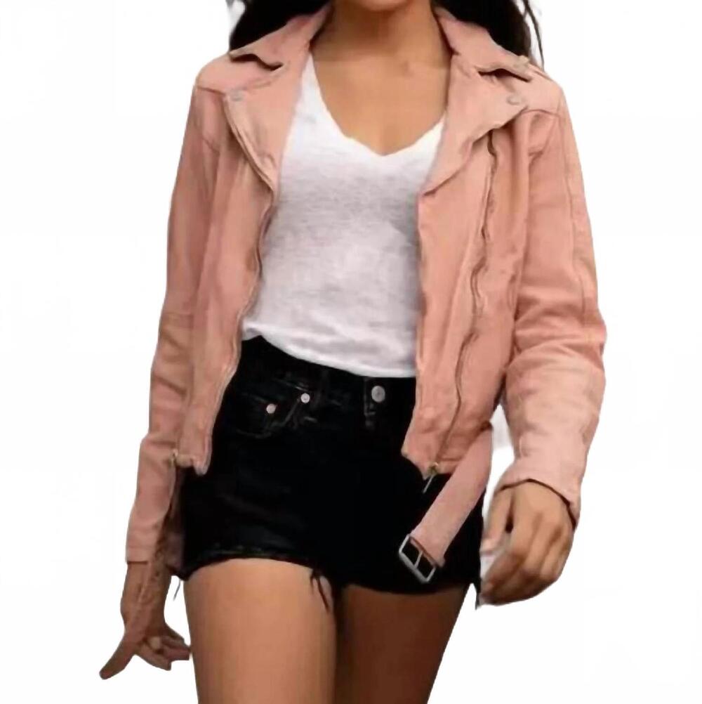 NEW MAURITIUS wild 2 regular fit leather jacket in light pink